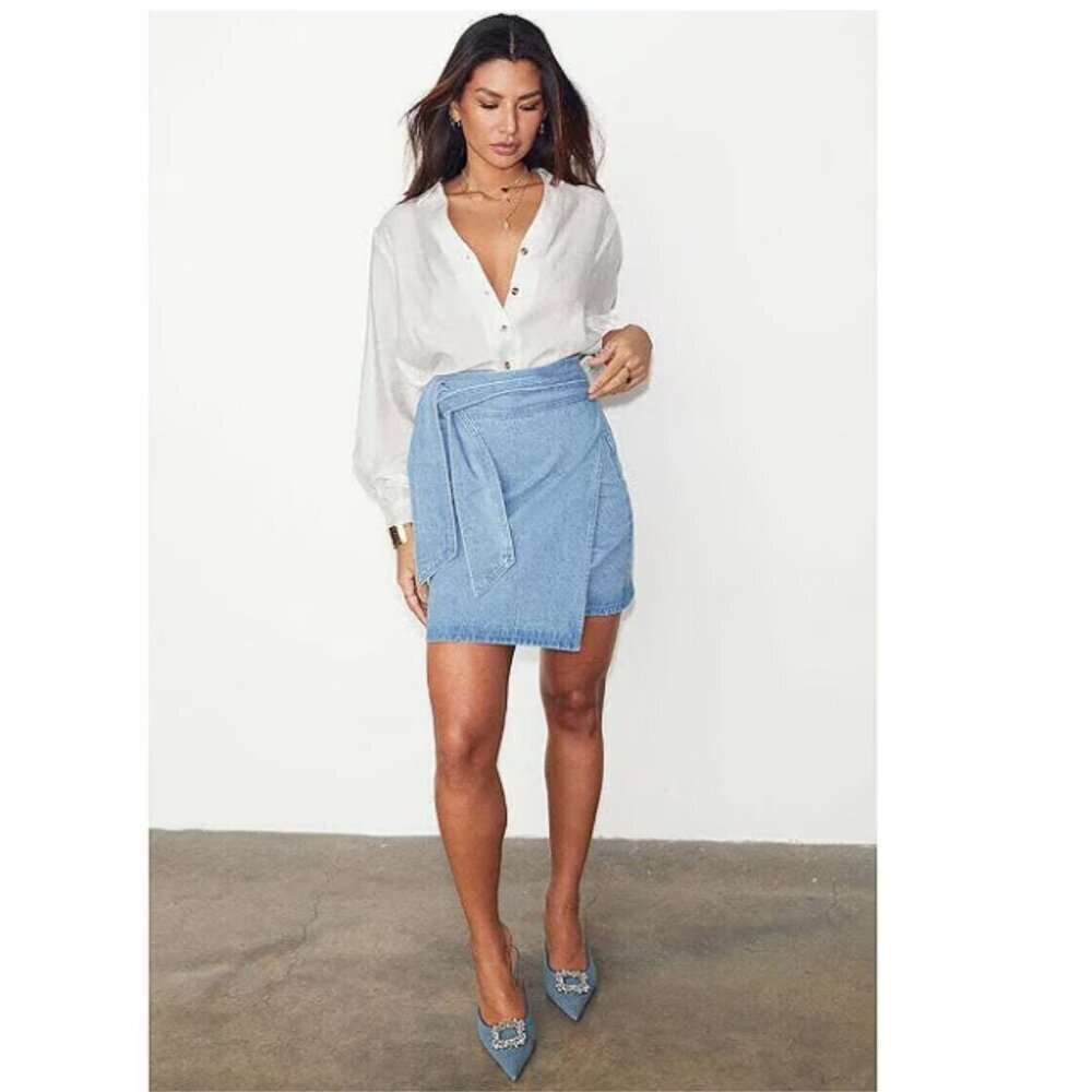 NWT Plus Size Never Fully Dressed Jaspre Denim Wrap Mini Skirt - Size 18​​